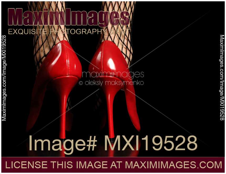 Woman in red sexy high heels