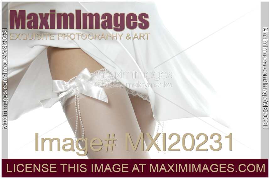 Woman in white stockings and flying dress