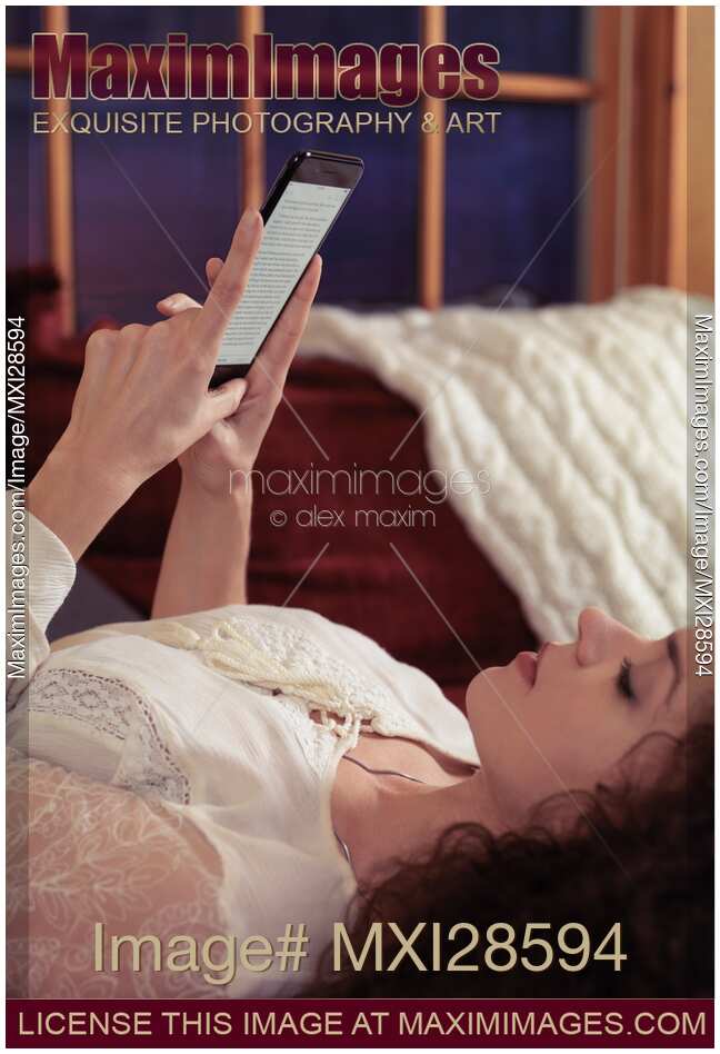 Woman reading book on iPhone 7