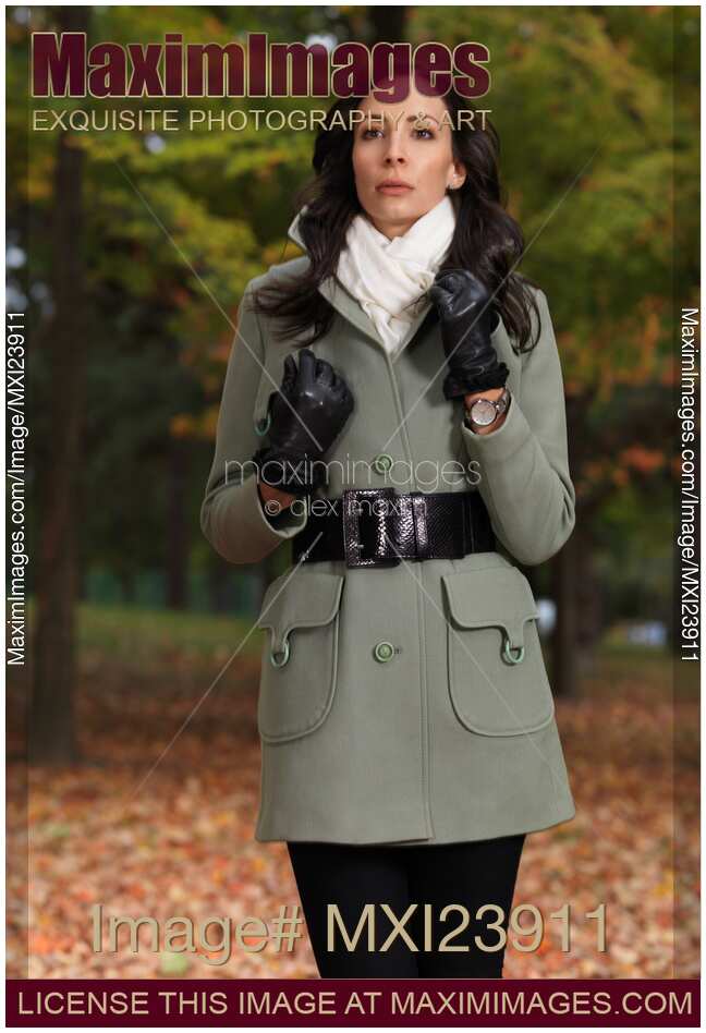 Woman Wearing a Green Coat
