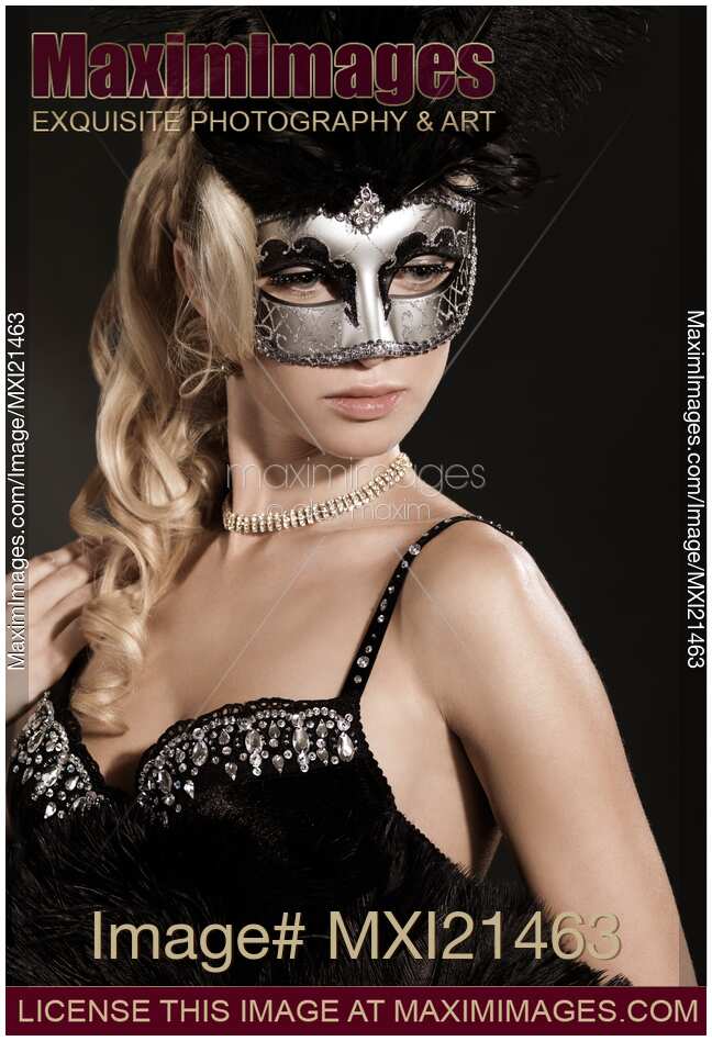 Woman Wearing a Venetian Mask