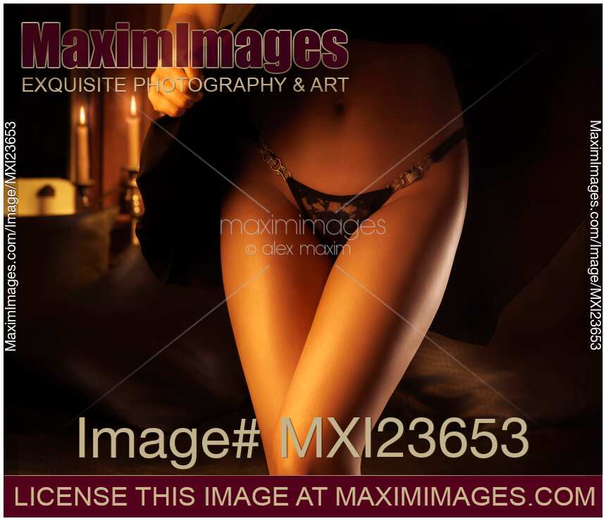 Woman Wearing Black Lacy Panties