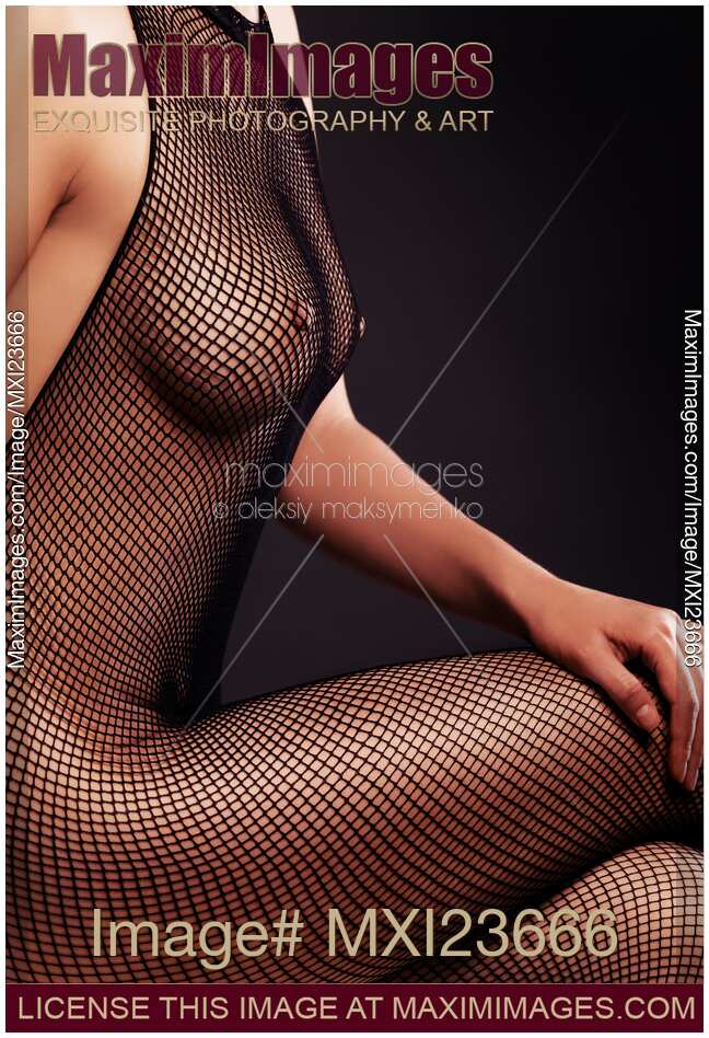 Woman Wearing Fishnet Bodystocking