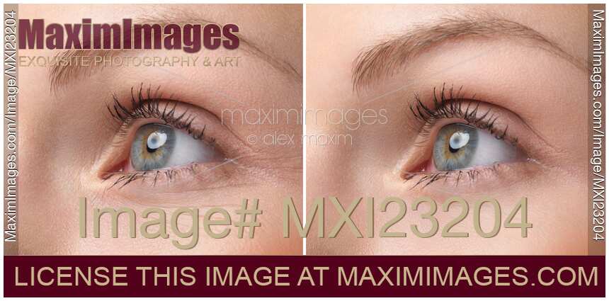 Womans Eye with and without Wrinkles