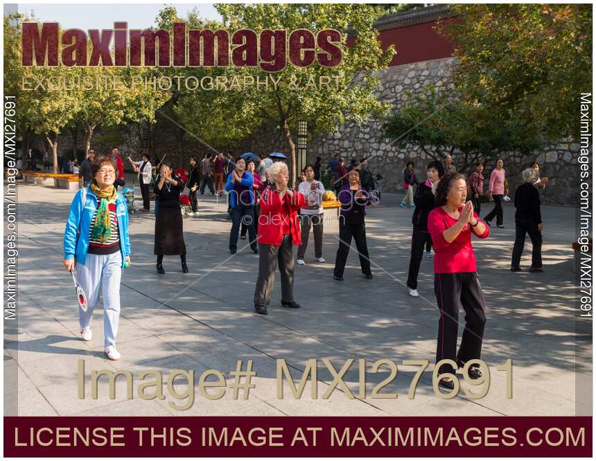 Women dancing at a park in Xi'an China