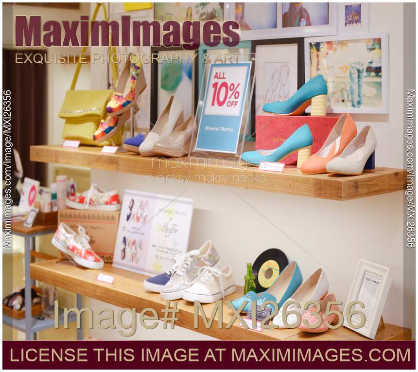 Women shoes on display at Oriental Traffic store