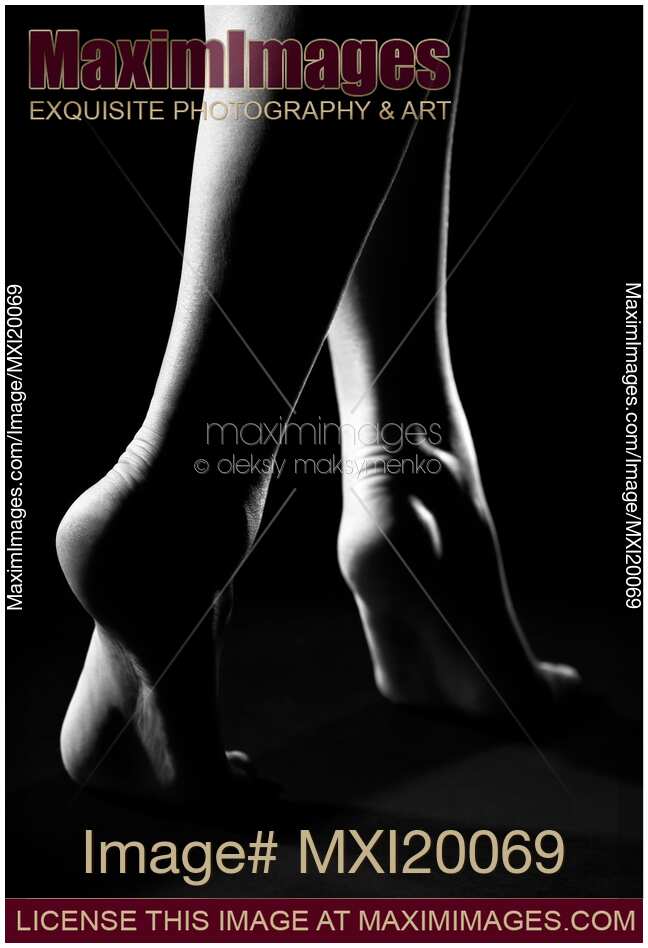 Women's Bare Feet Closeup Black and white