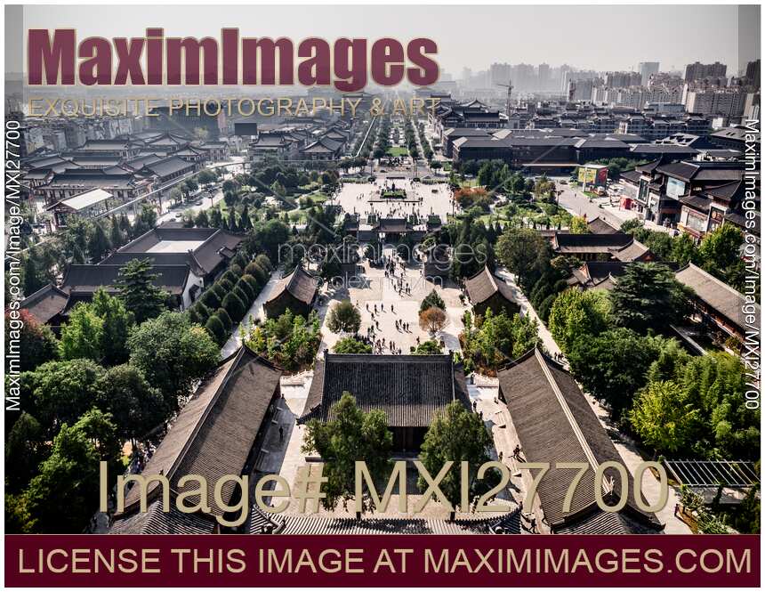 Xi'an aerial city view from Giant Wild Goose Pagoda