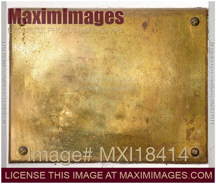 Yellow brass metal sign