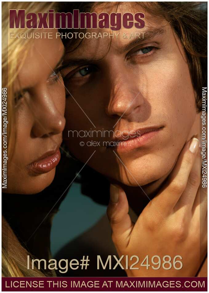 Young Couple Faces Sensual Portrait
