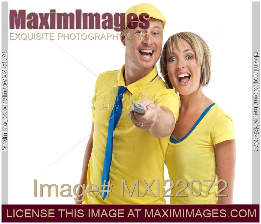 Young Couple with a TV Remote