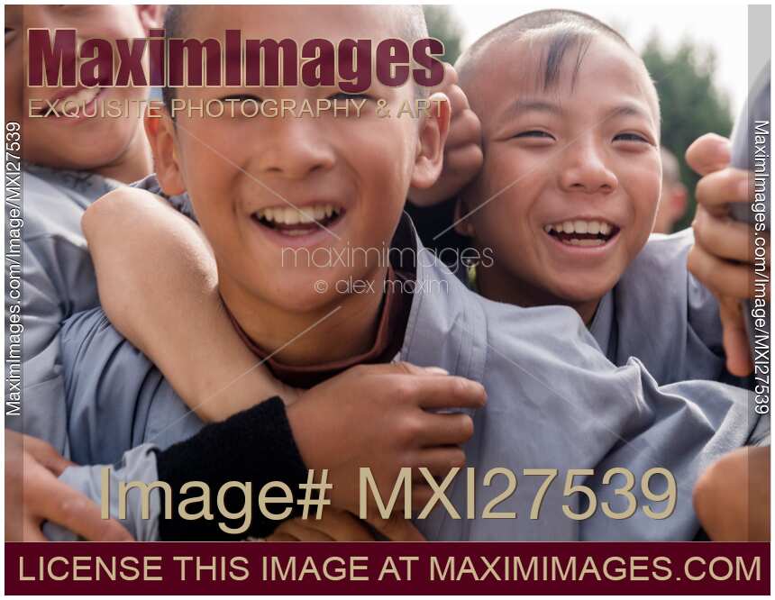 Young happy Shaolin students in China