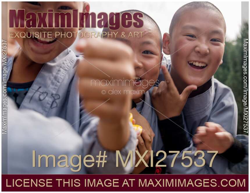 Young happy Shaolin students in DengFeng China