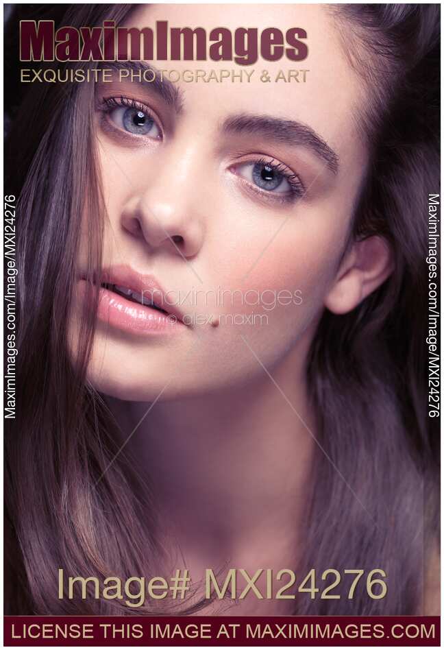 Young woman closeup natural beauty portrait
