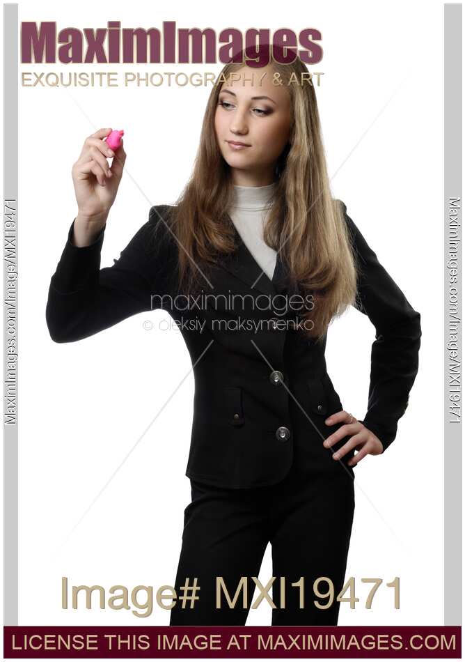 Young Woman Drawing with a Highlighter