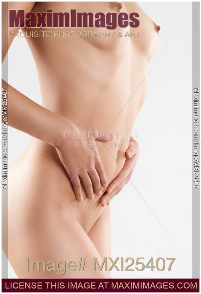 Young woman nude body closeup