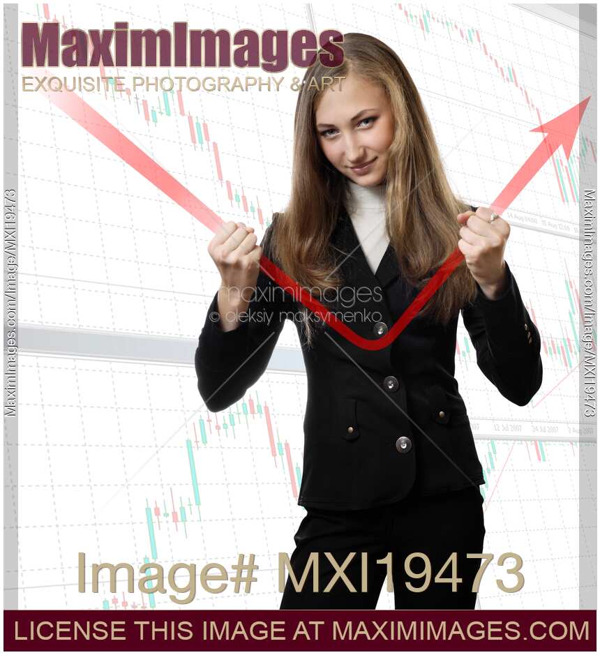 Young woman student of economics changing financial trend