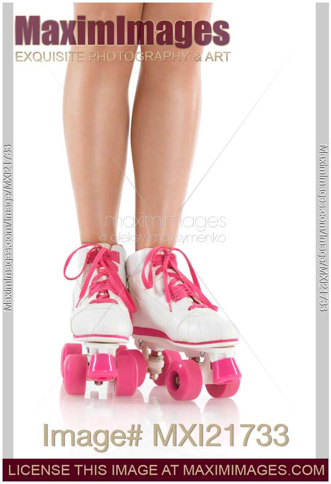 Young Woman Wearing Roller Derby Skates
