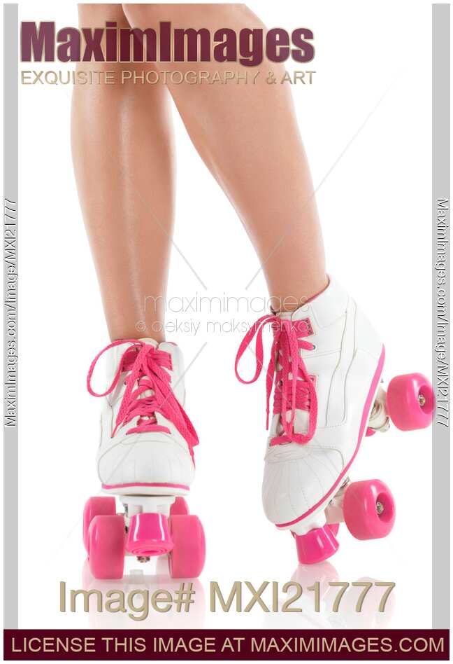 Young Woman Wearing Roller Derby Skates