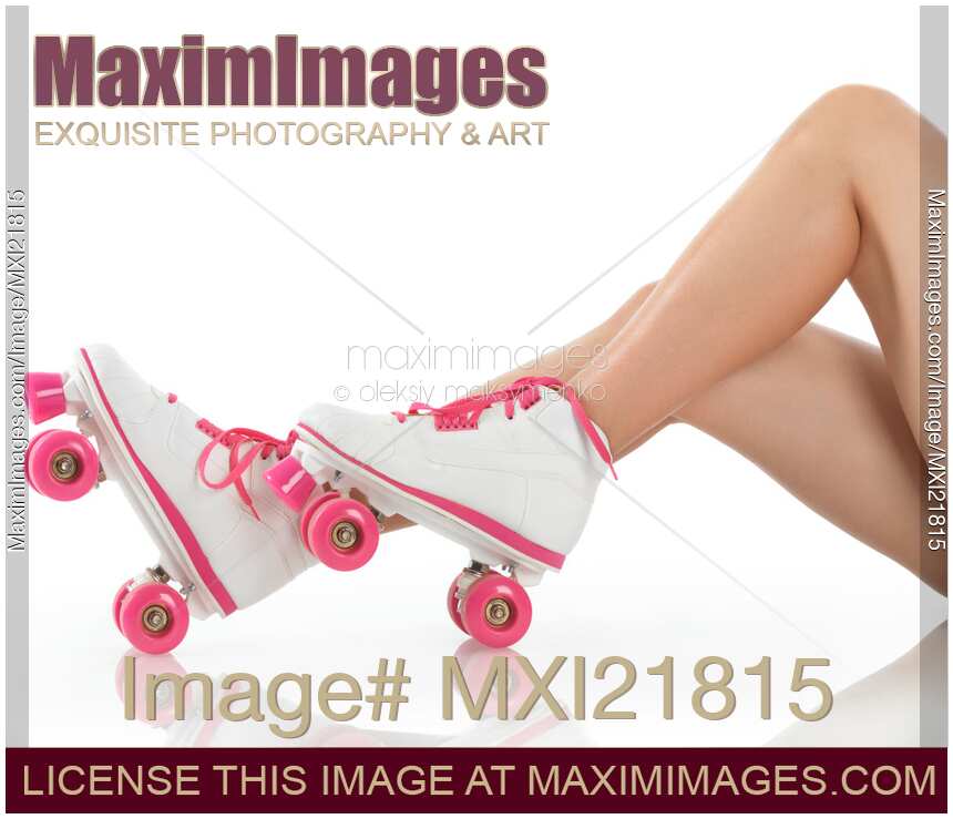 Young Woman Wearing Roller Derby Skates