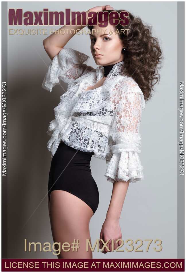 Young Woman Wearing White Lace Blouse
