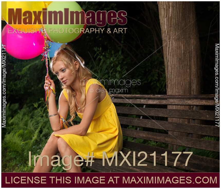 Young Woman with Air Balloons