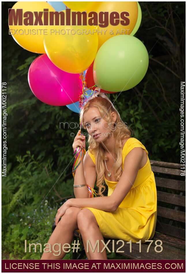 Young Woman with Air Balloons
