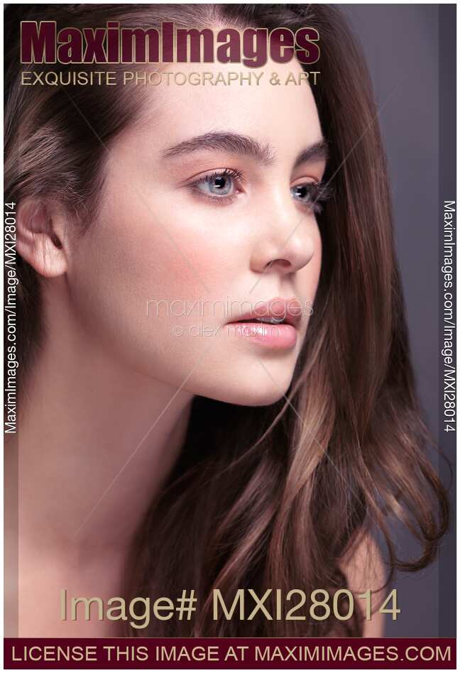 Young woman with grey eyes beauty portrait
