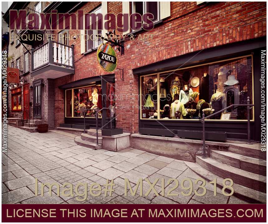 Zazou store display at Rue de Petit Champlain historic street in Old Quebec City