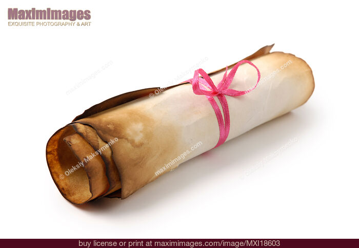 Stock photo of Roll of Parchment Buy commercial use license at MaximImages