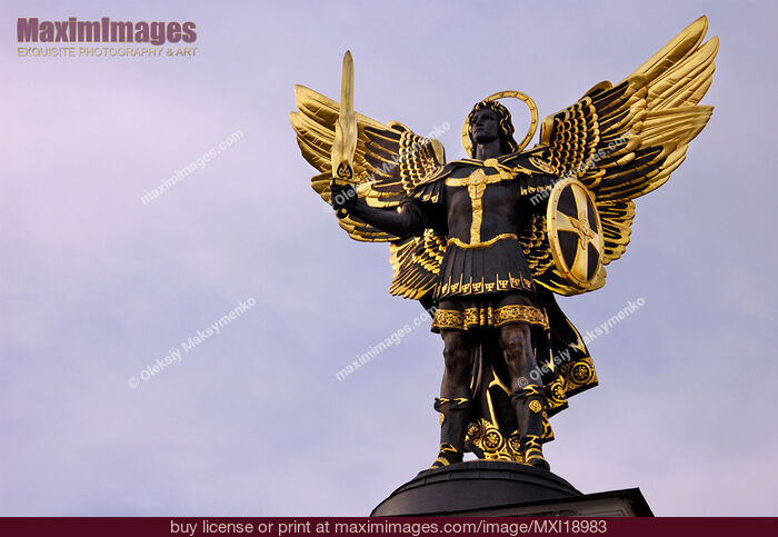 Stock photo of Archangel Michael statue in Kiev Buy commercial use license at MaximImages
