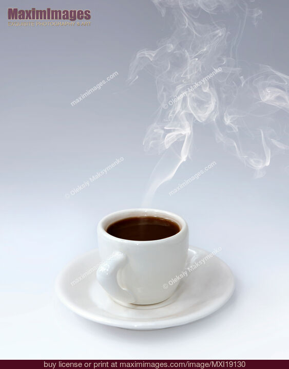 Stock photo of Cup of hot black coffee Buy commercial use license at MaximImages