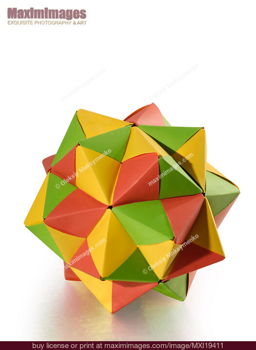 Colorful Origami Paper Sphere. Stock Photo MXI19411