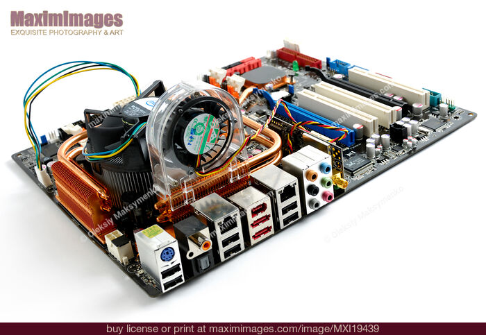 Stock photo of Computer Motherboard Isolated Buy commercial use license at MaximImages