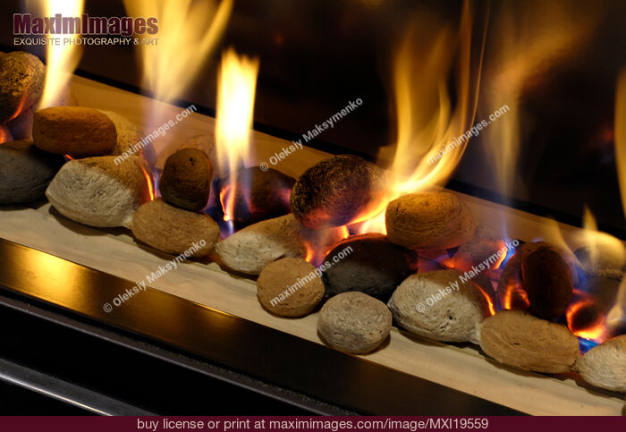 Stock photo of Gas Fireplace Buy commercial use license at MaximImages