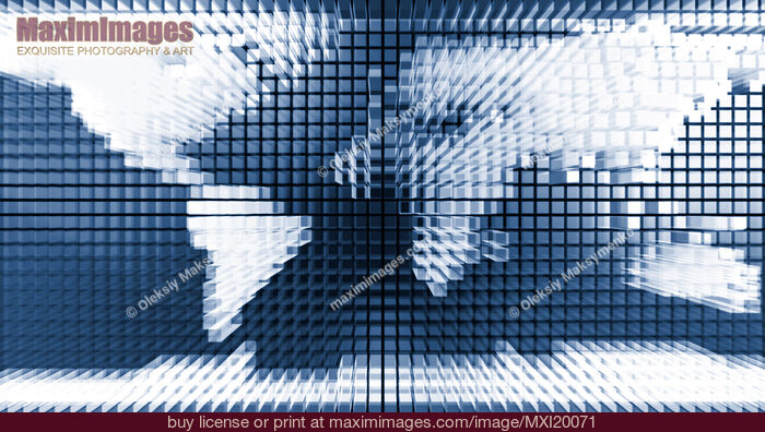 Stock image of Digital World Map Buy commercial use license at MaximImages