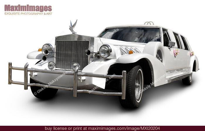White Classic Wedding Excalibur Limousine. Stock Photo MXI20204