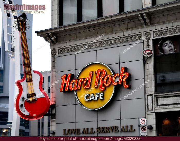 Stock photo of Hard Rock Cafe Sign Buy commercial use license at MaximImages