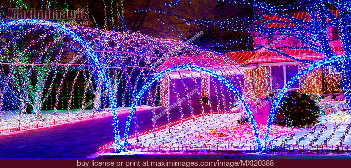 Stock photo of Christmas Lights on a House Buy commercial use license at MaximImages