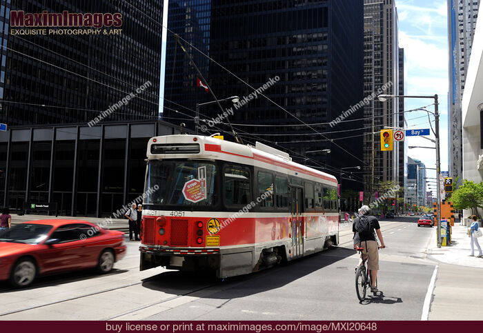Stock photo of Streetcar in Toronto Downtown Buy commercial use license at MaximImages
