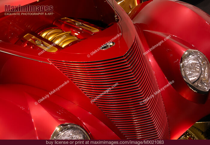 Stock photo of Red Classic Car Details Buy commercial use license at MaximImages