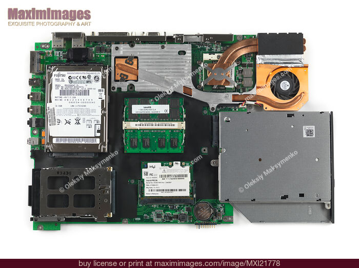 Stock photo of Laptop Computer Motherboard Buy commercial use license at MaximImages