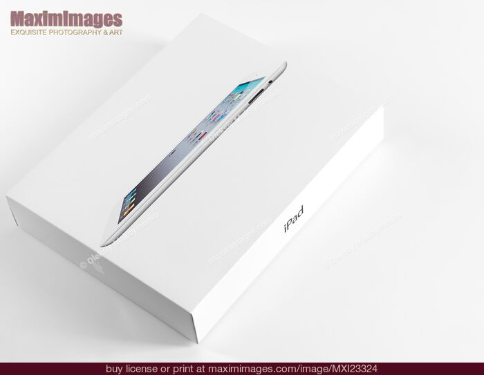 Stock photo of Apple iPad 2 in a Box Buy commercial use license at MaximImages