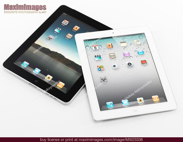 Stock photo of Apple iPad and iPad 2 Tablet Computers Buy commercial use license at MaximImages