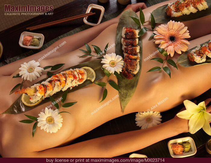 Stock photo of Nyotaimori Nude Body Sushi Buy commercial use license at MaximImages