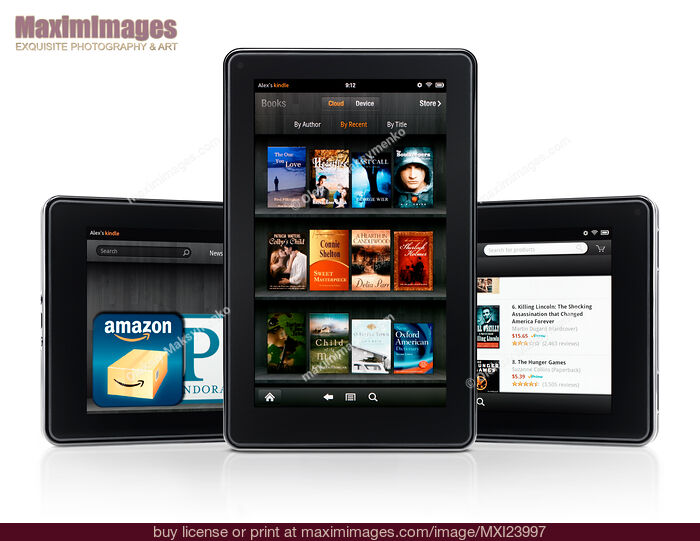 Amazon Kindle Fire Tablets. Stock Photo MXI23997
