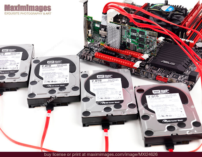 Computer motherboard with RAID controller. Stock Photo MXI24626