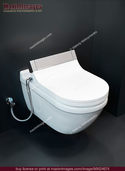 Stock photo of Wall mounted toilet Buy commercial use license at MaximImages