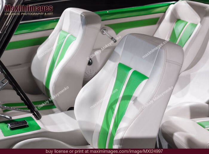 Classic car interior leather seats. Stock Photo MXI24997