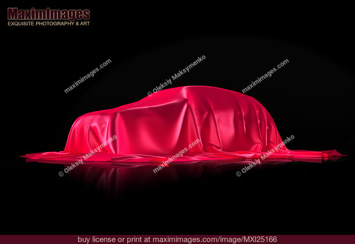 Stock image of New car under red covering Buy commercial use license at MaximImages